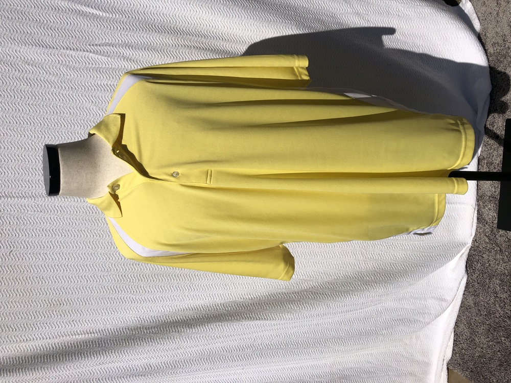 NO BRAND Men’s Yellow with White Stripe Short Sleeve Polo shirt, size XL, NEW